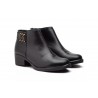 6400 Light brown and black leather ankle boot, zipper closure and rubber sole, non-slip