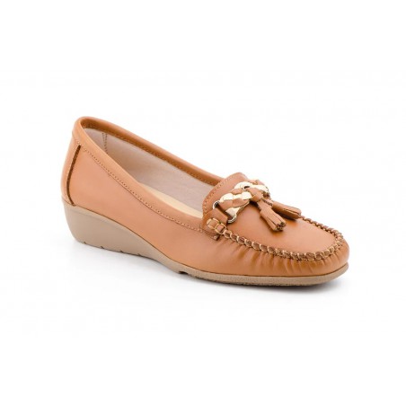 Antonella 2016 Leather moccasin, rubber sole, non slip, made in Spain
