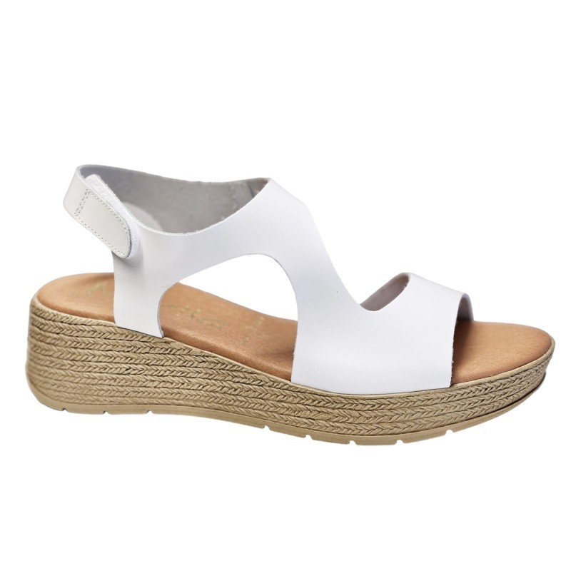 Marila Dusanbe White Leather Sandals. Manufactured 100% in Spain