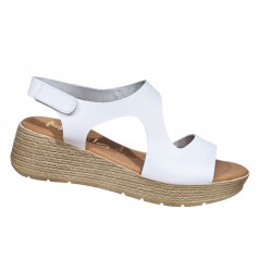 Marila Dusanbe White Leather Sandals. Manufactured 100% in Spain
