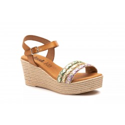 DSD 10035 Leather sandal platform, wedge, gel insole, platform, rubber sole