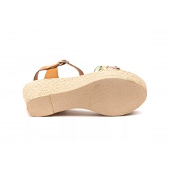 DSD 10035 Leather sandal platform, wedge, gel insole, platform, rubber sole