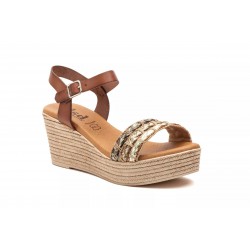 DSD 10035 Leather sandal platform, wedge, gel insole, platform, rubber sole