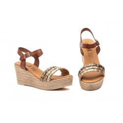 DSD 10035 Leather sandal platform, wedge, gel insole, platform, rubber sole