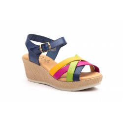 186 Leather wedge sandals,...