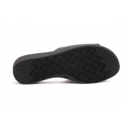 307 White and Black leather sandal, flat, rubber sole