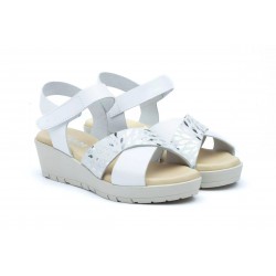 3136 Sandalia de piel  con velcro, planta de gel, antideslizante