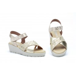 3136 Sandalia de piel  con velcro, planta de gel, antideslizante