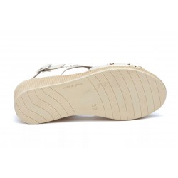 White and Blue Openwork Leather, gel insole, wedge sandals, non slip