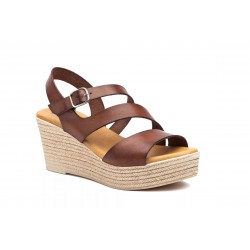 126 Leather wedge sandals,...