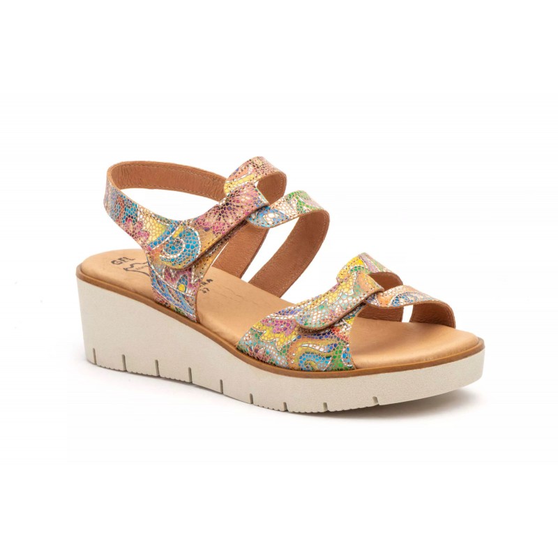 455  Leather wedge sandals, gel insole, non-slip