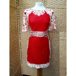 With gold red dress short...