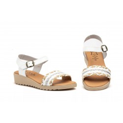 210 Sandalia de piel trenzada, planta de gel, suela ligera antideslizante