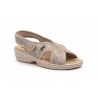 20504 Leather and textil wedge sandals with gel insole, and velcro