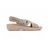 20504 Leather and textil wedge sandals with gel insole, and velcro