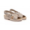 20504 Leather and textil wedge sandals with gel insole, and velcro