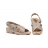 20504 Leather and textil wedge sandals with gel insole, and velcro