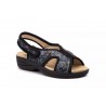 20504 Leather and textil wedge sandals with gel insole, and velcro