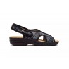 20504 Leather and textil wedge sandals with gel insole, and velcro