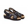 20504 Leather and textil wedge sandals with gel insole, and velcro