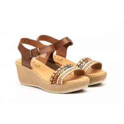 183 Leather wedge sandals,...