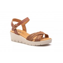 Leather wedge sandals, confort insole, non-slip