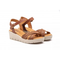 Leather wedge sandals, confort insole, non-slip