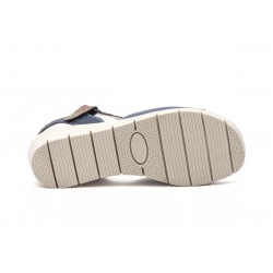 Sandalia de piel con multicolor, plantilla confort, suela antideslizante, cuña de 5cm