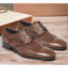 Fenatti 4207 Zapato de Novio en piel marrón, picado de marías, cordones, suela de cuero, ancho especial, para vestir
