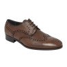 Fenatti 4207 Zapato de Novio en piel marrón, picado de marías, cordones, suela de cuero, ancho especial, para vestir