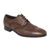 Fenatti 4207 Zapato de Novio en piel marrón, picado de marías, cordones, suela de cuero, ancho especial, para vestir