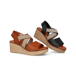 4210 Leather wedge sandal,...