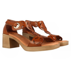 MARILA Baku Sandalia de piel de tiras con planta del gel, cómoda, plataforma