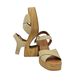 black leather sandals, women's mid-heel sandals, footwear made in Spain, Rodri sandals