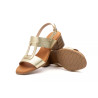 Gold leather sandal, wide heel,comfort insole, non-slip