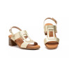 Gold leather sandal, wide heel,comfort insole, non-slip
