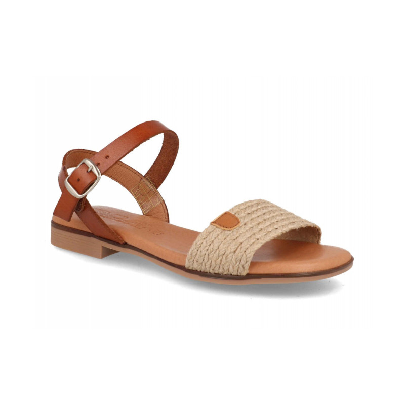 Sandalia de piel, plana, con la planta de gel, suela de goma flexible