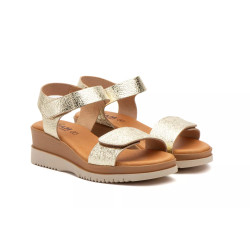 160 Leather wedge sandals, gel insole, non-slip, velcro closure