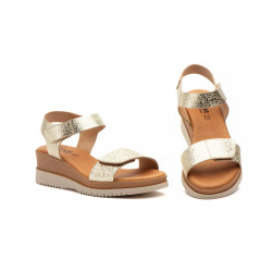 160 Leather wedge sandals, gel insole, non-slip, velcro closure