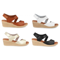 2041 Leather wedge sandals,...