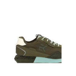 Shoe- Leather and fabric Sneakers shoes with laces