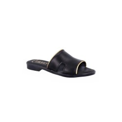 Leather sandal, flat upper, with gel insole, flexible rubber sole, non-slip, S@kut