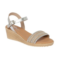 D'Veranas Silver Wedge Sandal - Leather and Jute Straps - Premium Comfort - Made in Spain