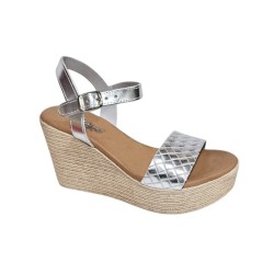 Sandalia de piel, cuña, con la planta de gel, suela de goma ligera