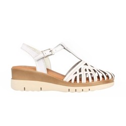 Leather wedge sandal, comfort insole, non-slip, Marila