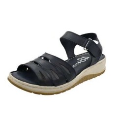 Strappy soft leather, wedge sandals, comfort insole, velcro closure, 48+ Hours