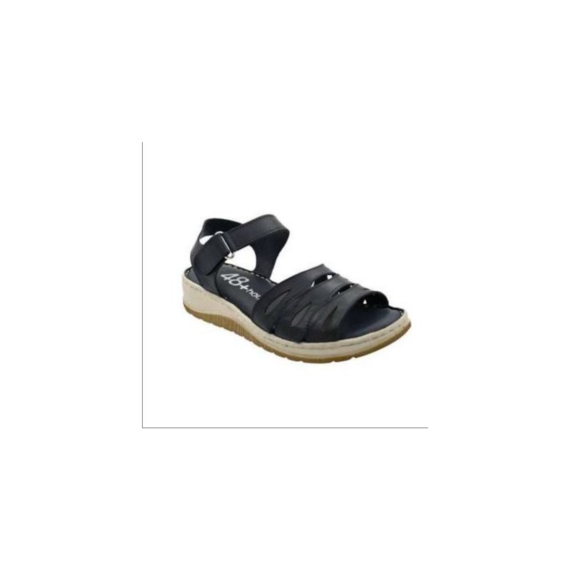 Strappy soft leather, wedge sandals, comfort insole, velcro closure, 48+ Hours