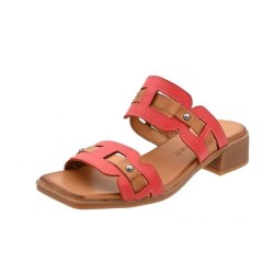 RED AND BROWN leather heel sandals, gel insole, non-slip, 48+ HoURS