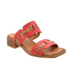 RED AND BROWN leather heel sandals, gel insole, non-slip, 48+ HoURS