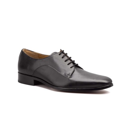 Black leather dress shoe, formal wear or groom's shoe, laces, leather sole, Ibérico